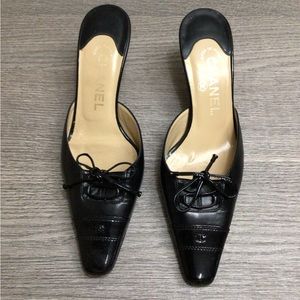 Chanel Black Ballet Slides/Heels 36.5